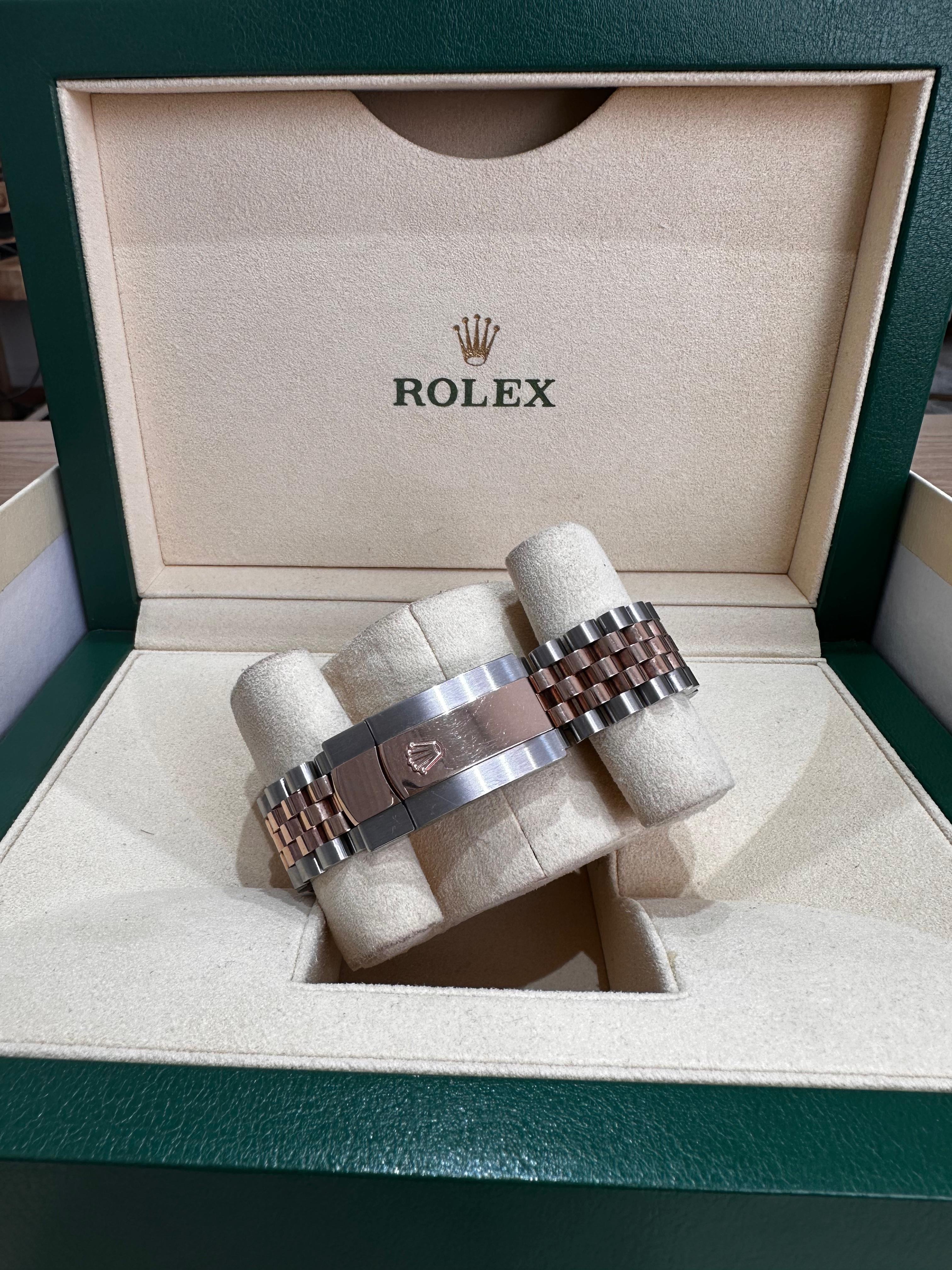 2019 Rolex Datejust 41 Two Tone Rose Gold Fluted Bezel Jubilee Bracelet With Chocolate Index Marker Dial