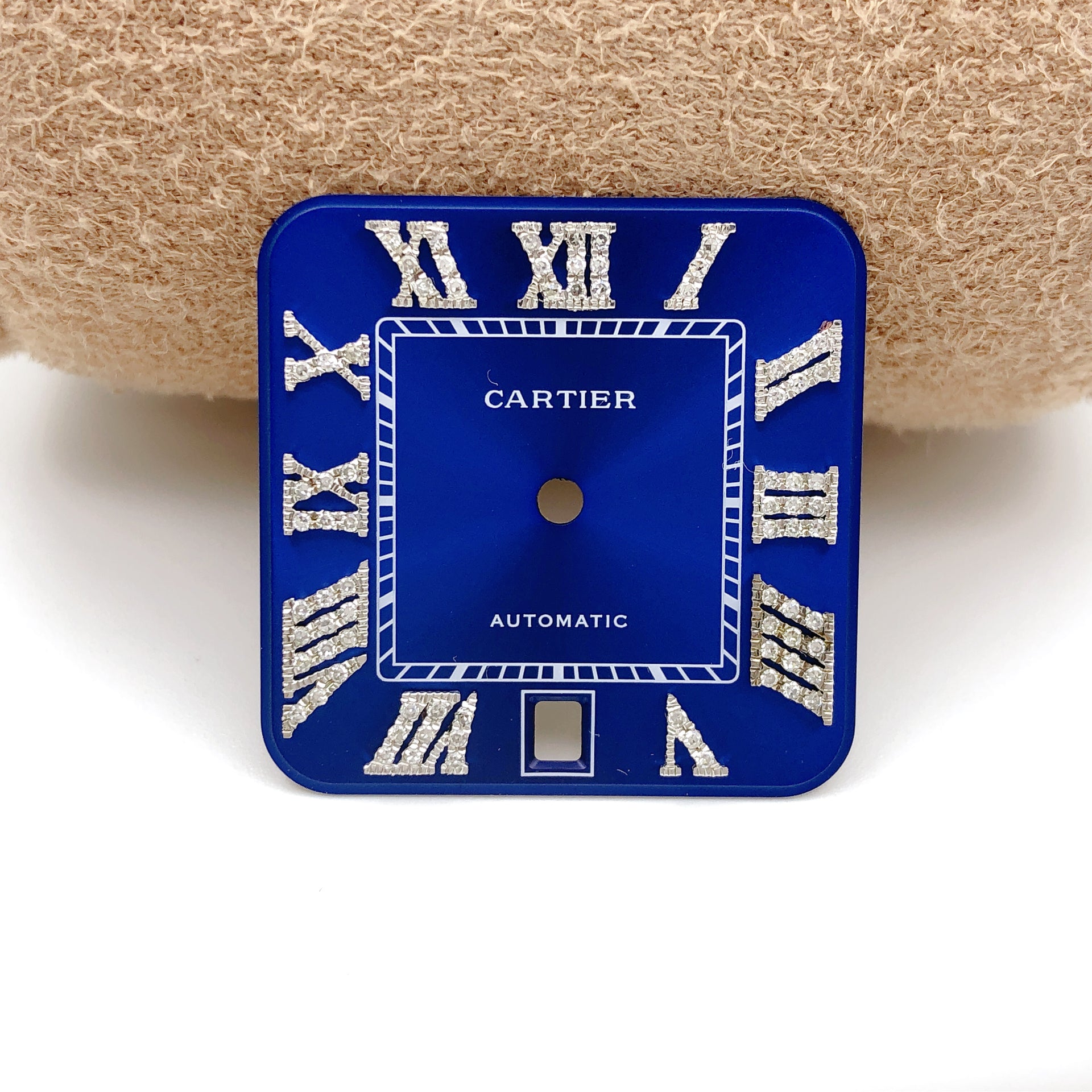 Cartier Santos Large Custom Blue Roman Numeral Diamond Dial
