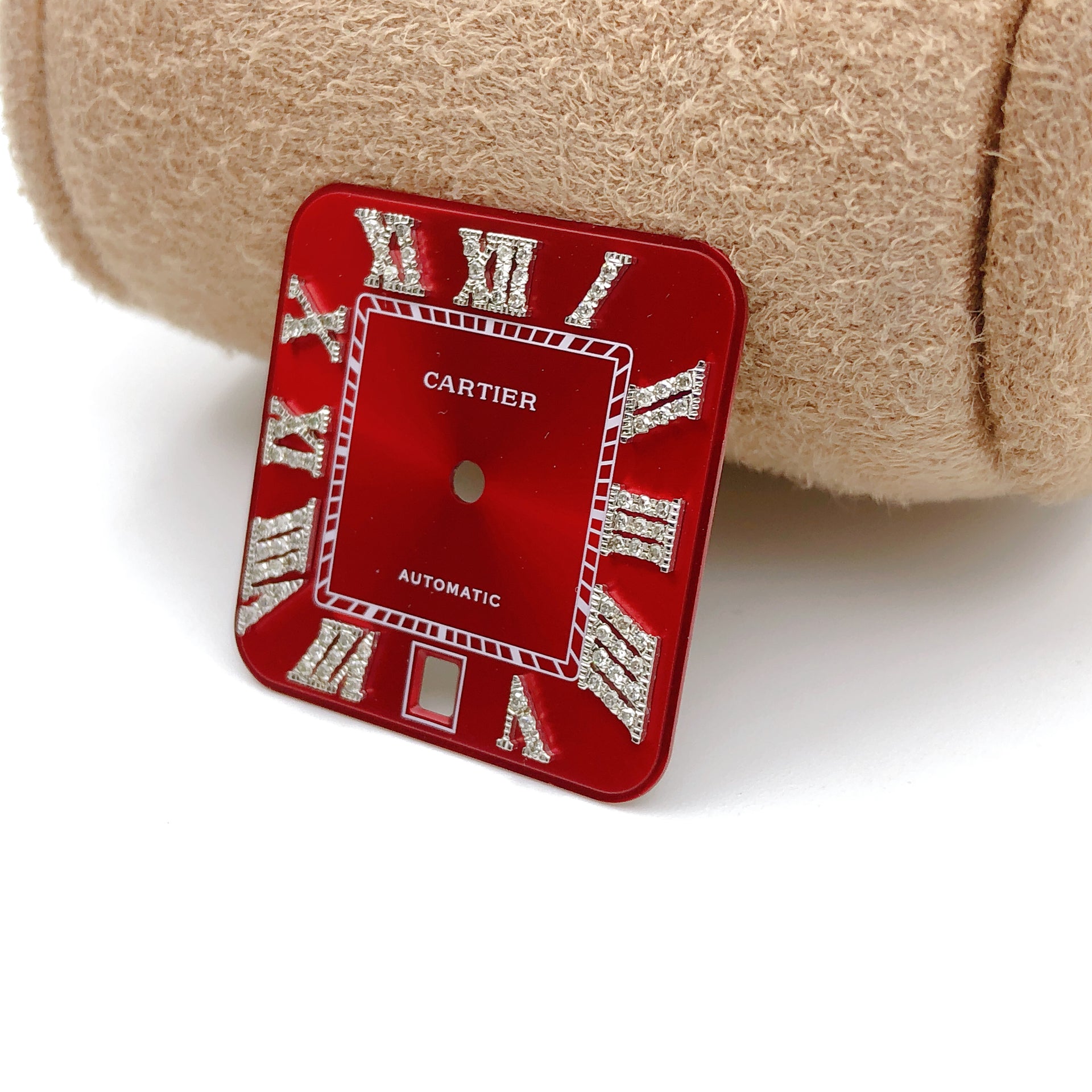 Cartier Santos Large Custom Red Roman Numeral Diamond Dial – diamondvault