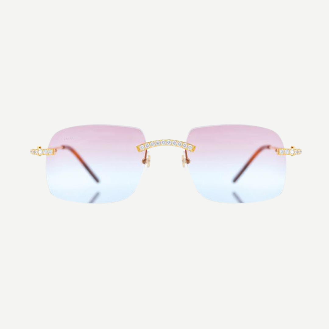 Cartier Tone Glasses Iced Out Diamond Rimless Yellow – diamondvault