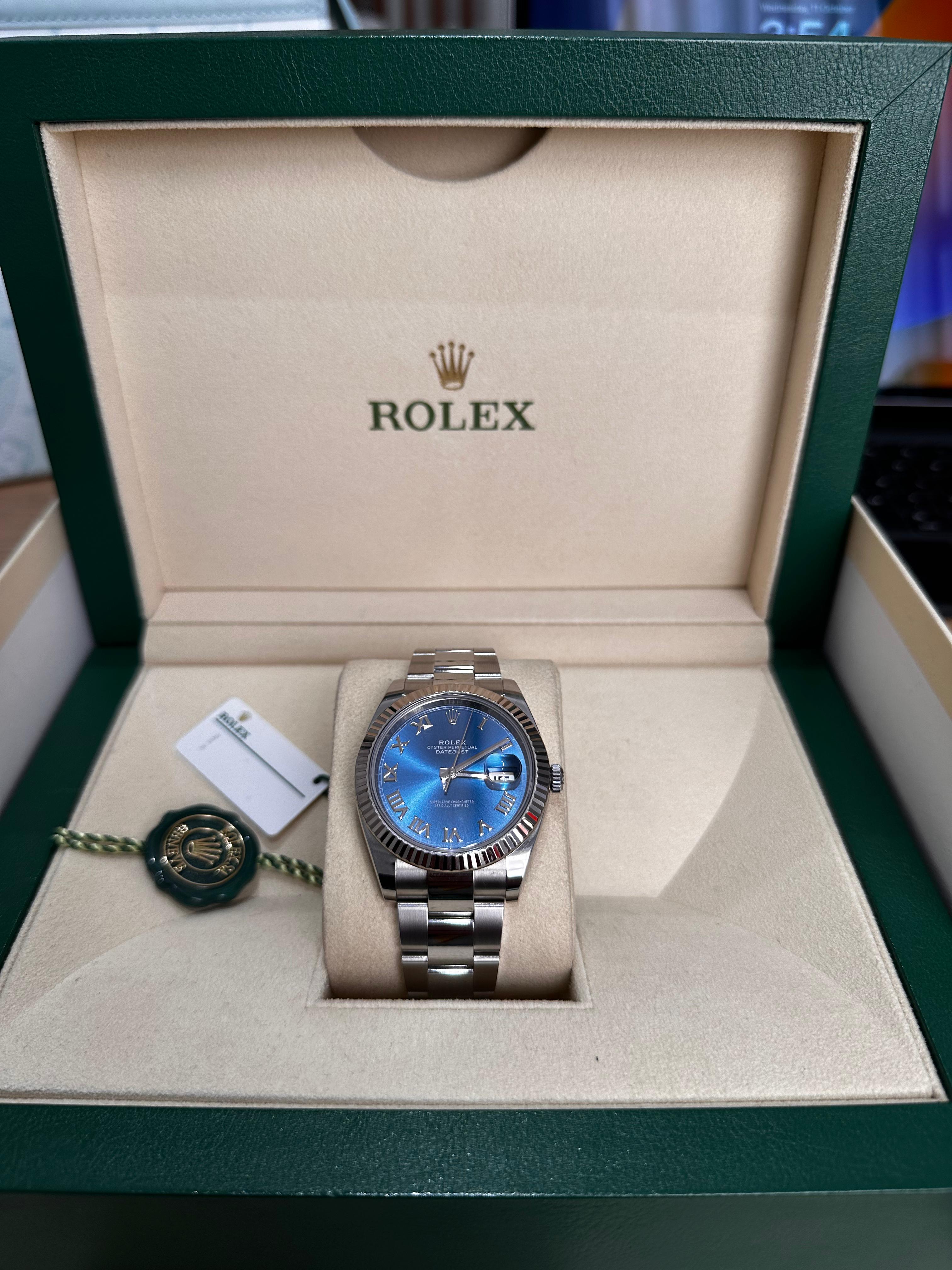 Dial Jubilee Bracelet Rolex Azzurro Blue Dial Rolex Datejust 41