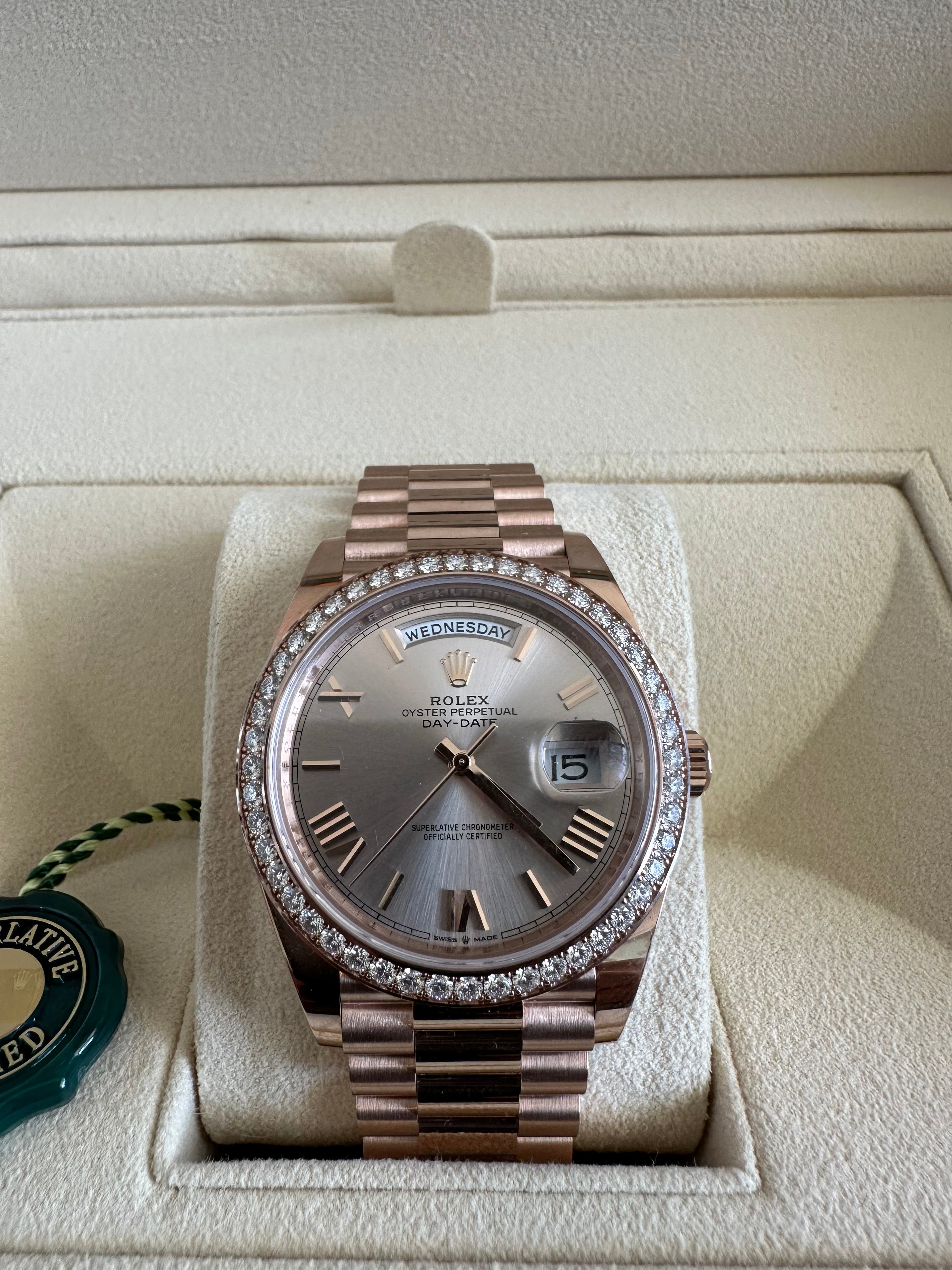 Rolex Ever-Rose Gold Daydate 40 Factory Diamond Bezel - 228345RBR ...