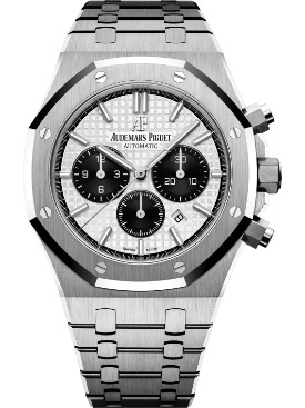 ROYAL OAK SELFWINDING CHRONOGRAPH 41MM STAINLESS STEEL BRACELET SILVER-TONED DIAL WITH GRANDE TAPISSERIE PATTERN STAINLESS STEEL CASE