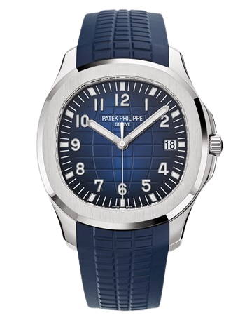 5168G-001 AQUANAUT 42.2MM MIDNIGHT BLUE TROPICAL STRAP BLUE-BLACK GRADATED EMBOSSED DIAL WHITE GOLD BEZEL