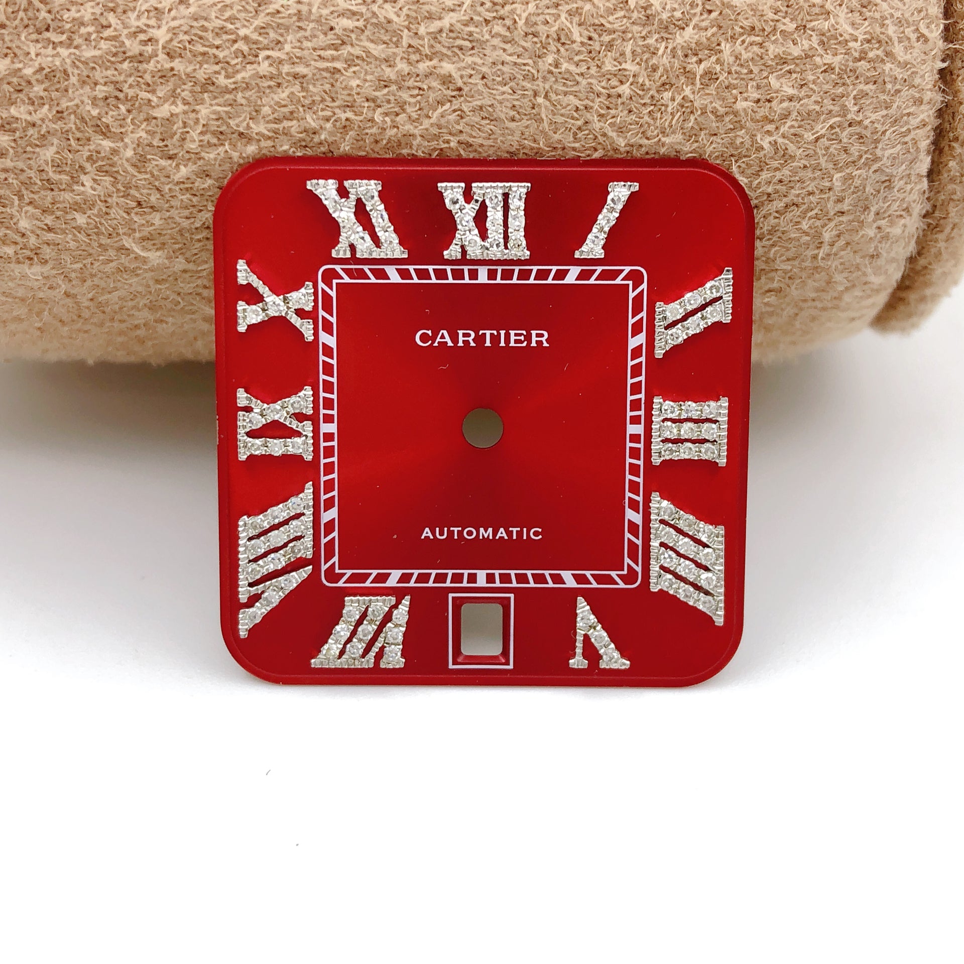 Cartier Santos Large Custom Red Roman Numeral Diamond Dial – diamondvault
